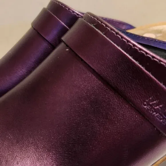 Maguba of Sweden Metallic Purple Leather Wooden Heel Clogs Size 9/40 Ret.$189 - Picture 6 of 12